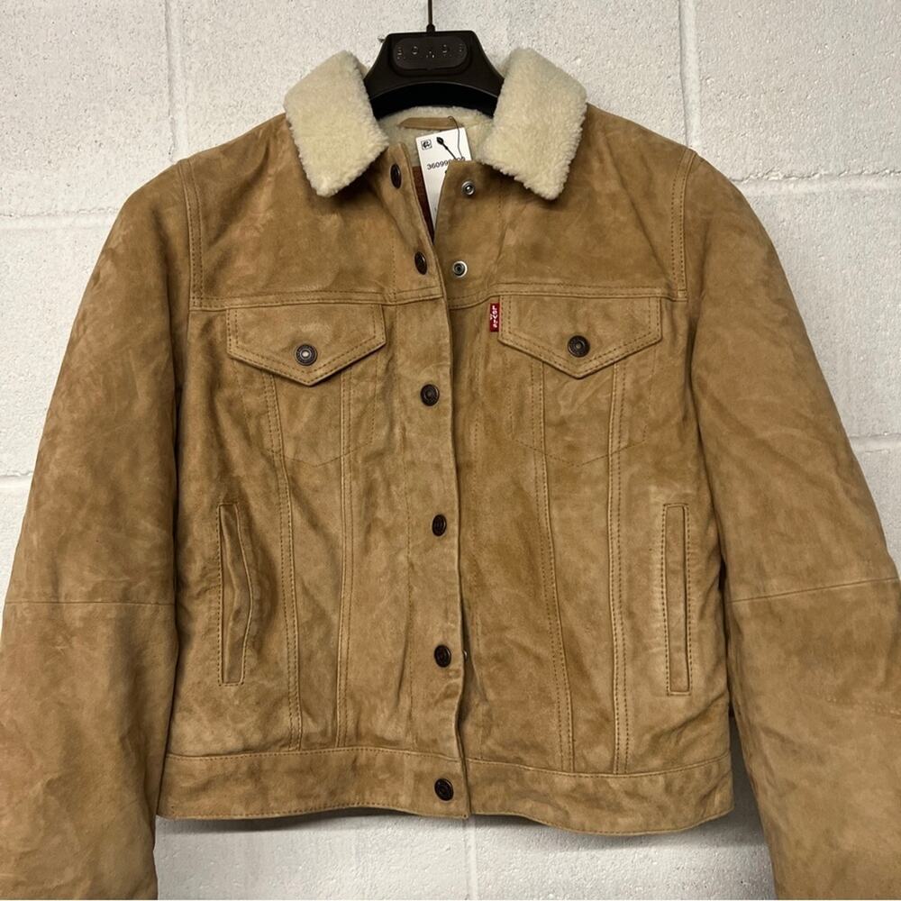 NEW NWT Small S Levi's Dijon Jacket & Coats Suede Sherpa Fur Lined Trucker - Picture 13 of 15